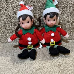 SET OF 2 BOY &GIRL  Target Wondershop  Elf Ornament 8”Plush Fabric NWT