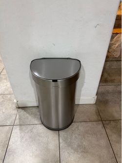 simplehuman 45 Liter / 12 Gallon Semi-Round Automatic Sensor Trash Can, Brushed Stainless Steel