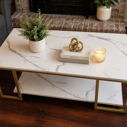 Faux Marble & Gold 3-Piece Furniture Set  