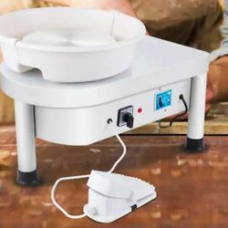 VEVOR
9.8 in. White Pottery Wheel 350-Watt Electric Ceramic Work Clay Forming Machine with Foot Pedal and Detachable Basin