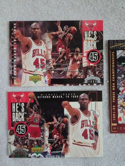 Upper Deck Collector's Edition He's Back 1995 Michael Jordan #45 Bulls Insert card lot of 3