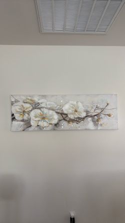 Textured floral canvas wall art