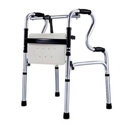 New Folding Walker with 2 Large Wheels, Heavy Duty Portable Walker with Seat, for Seniors, Disabled Adults, Adjustable Height (Color:) (without wheels