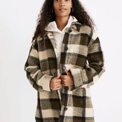 Madewell Belrose Shirt-Jacket in Maran Plaid Small