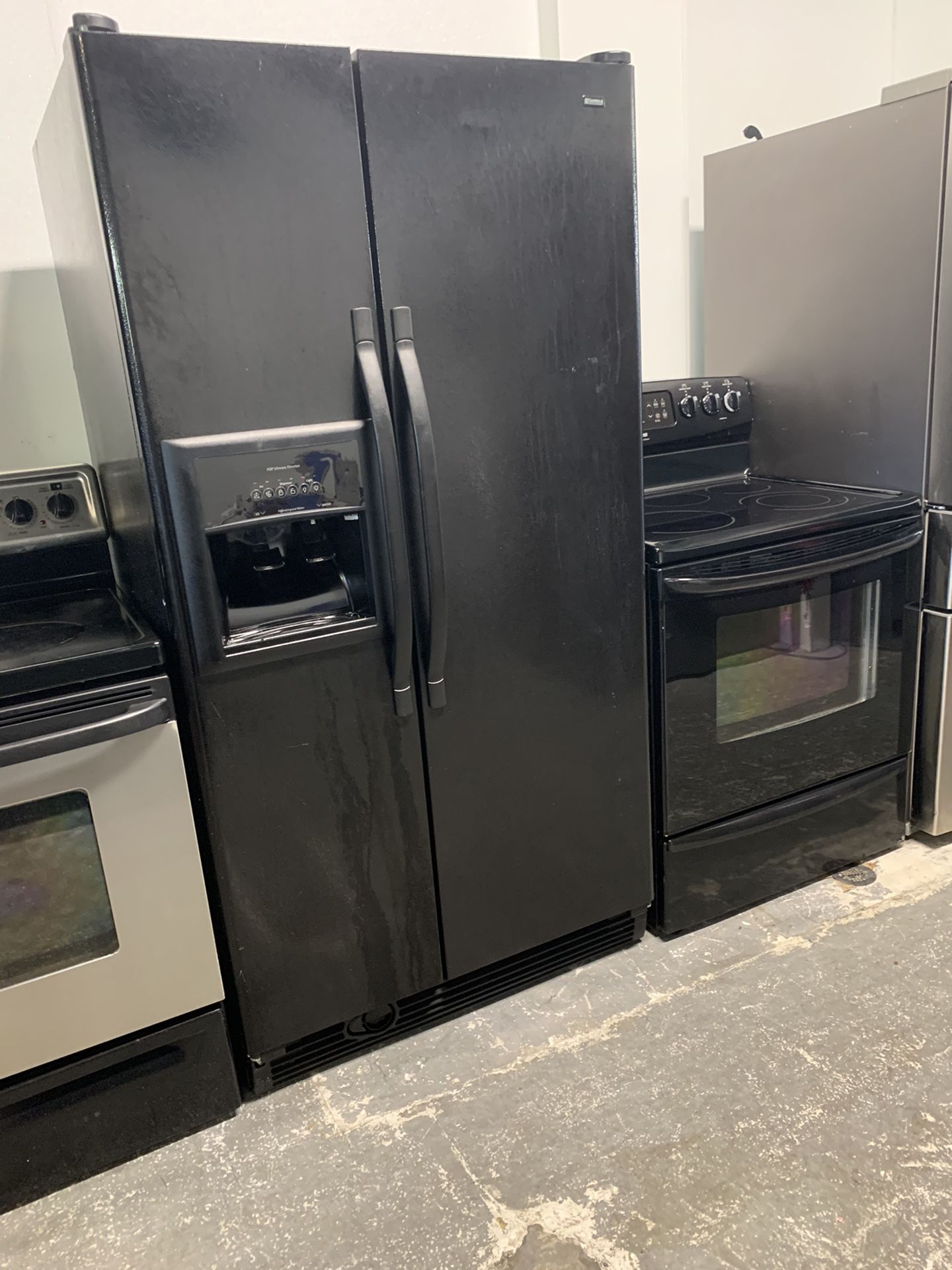 Black side by side refrigerator