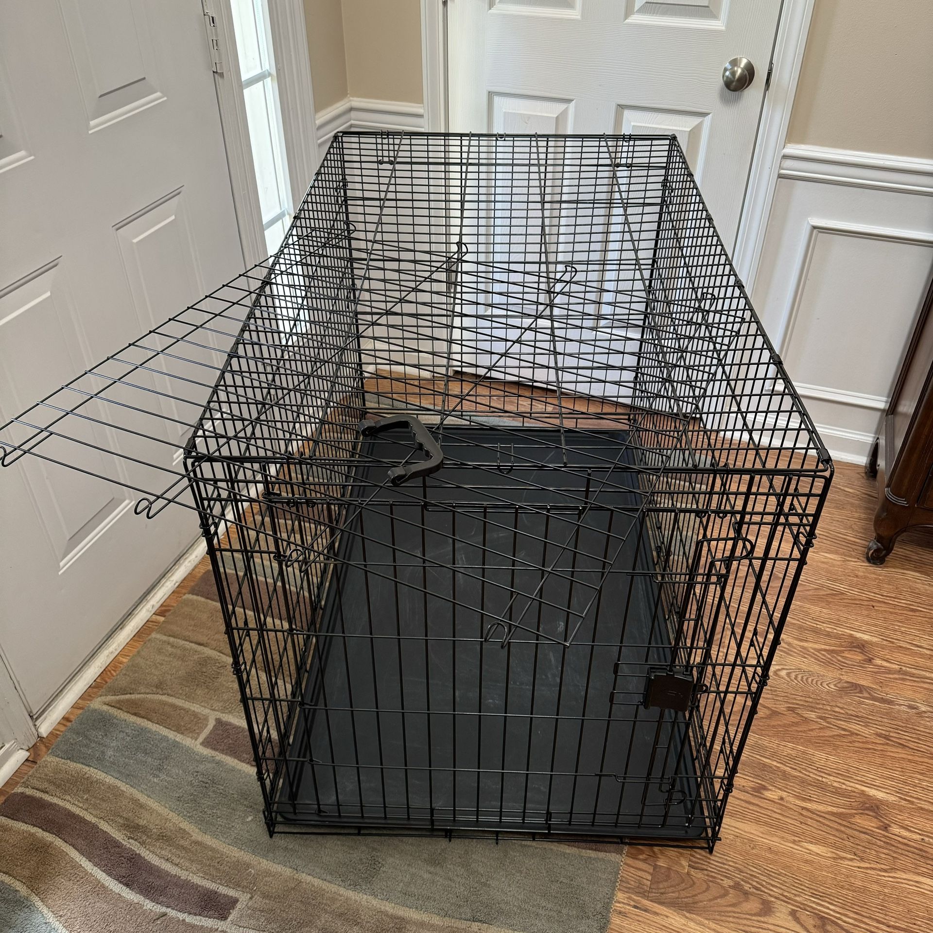 48" Foldable Metal Dog Crate w/Divider - Ideal for Large Breed Puppy or 2 Dogs