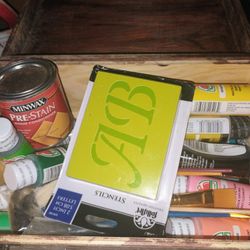 Wooden Box With Painting Things 