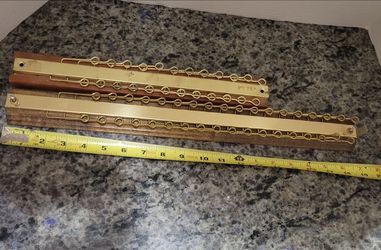 2 Vintage Wood & Gold Metal Wall Mounted Tie/Scarf/Belt Organizer