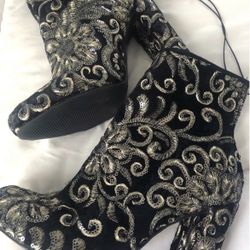 Velvet Sequin Heeled boots