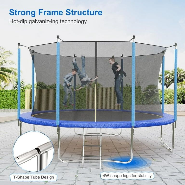New Heavy Duty Trampoline 12Ft with Enclosure Net Ladder Outdoor Fitness Trampoline PVC Spring Cover Padding for Children and Adults  New in box TL-D1