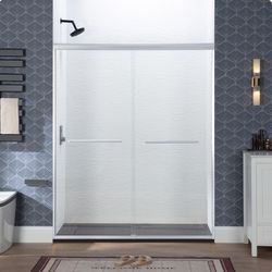 PROT-6072-CH，Double Sliding Shower Door 56-60" Width × 72"Height with 1/4"(6mm) Clear Tempered Glass in Polished Chrome Finish