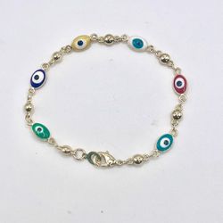 Evil Eye Bracelet 14k Yellow Gold Filled Bracelet Ojo Turco Pulsera Oro Laminado 