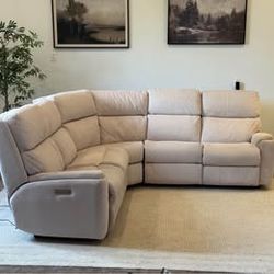 Cream beige flexsteel electric recliner sectional couch delivery available