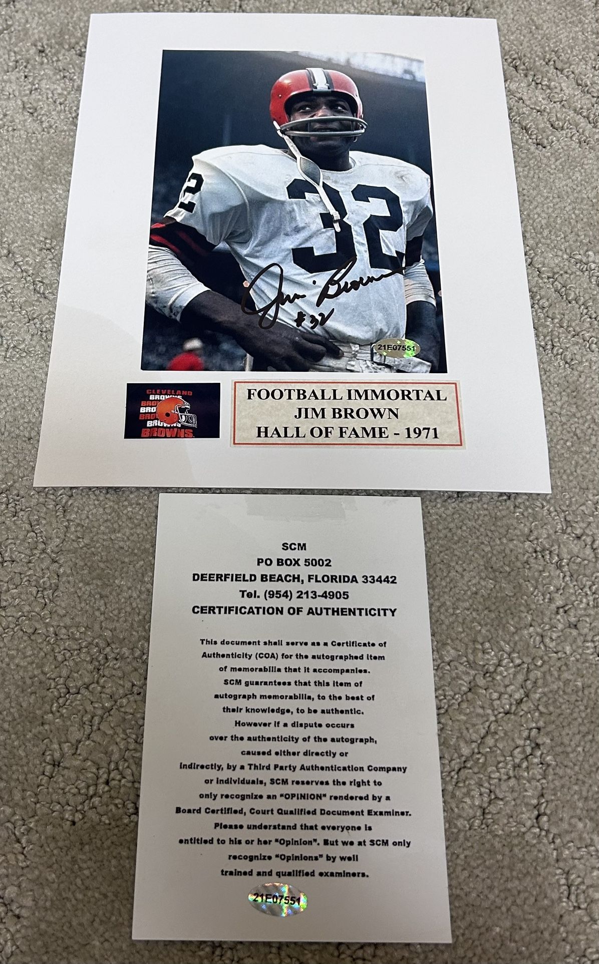 Jim Brown Cleveland Browns Autographed 5x7 Photo With COA