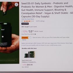 Seed DS-01 Daily Synbiotic - Prebiotic and Probiotic (New In Box/Unopened)