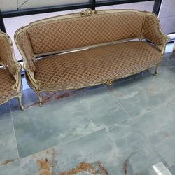 French Victorian Antique Sofa and 2 Chairs