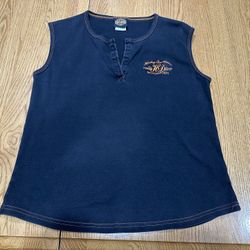 Harley-Davidson Women’s Sleeveless Henley Tank Top – Black – Size XL Excellent Pre-Owned Condition – Made in Canada