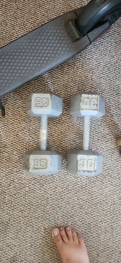 30 and 35 lb dumbell pairs