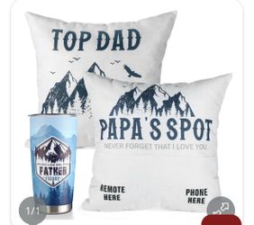 2 Pcs Dad Birthday Gift From Daughter Son Grandkids Best Dad Step Dad Gifts For Dad Include 20 Oz Stainless Steel Papa Tumbler And Double Sided Pillow