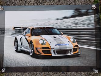 Vintage Porsche GT3R Hybrid race car poster, 36x24", Uneedyt