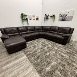Brown Sectional Leather Couch - Free Delivery 