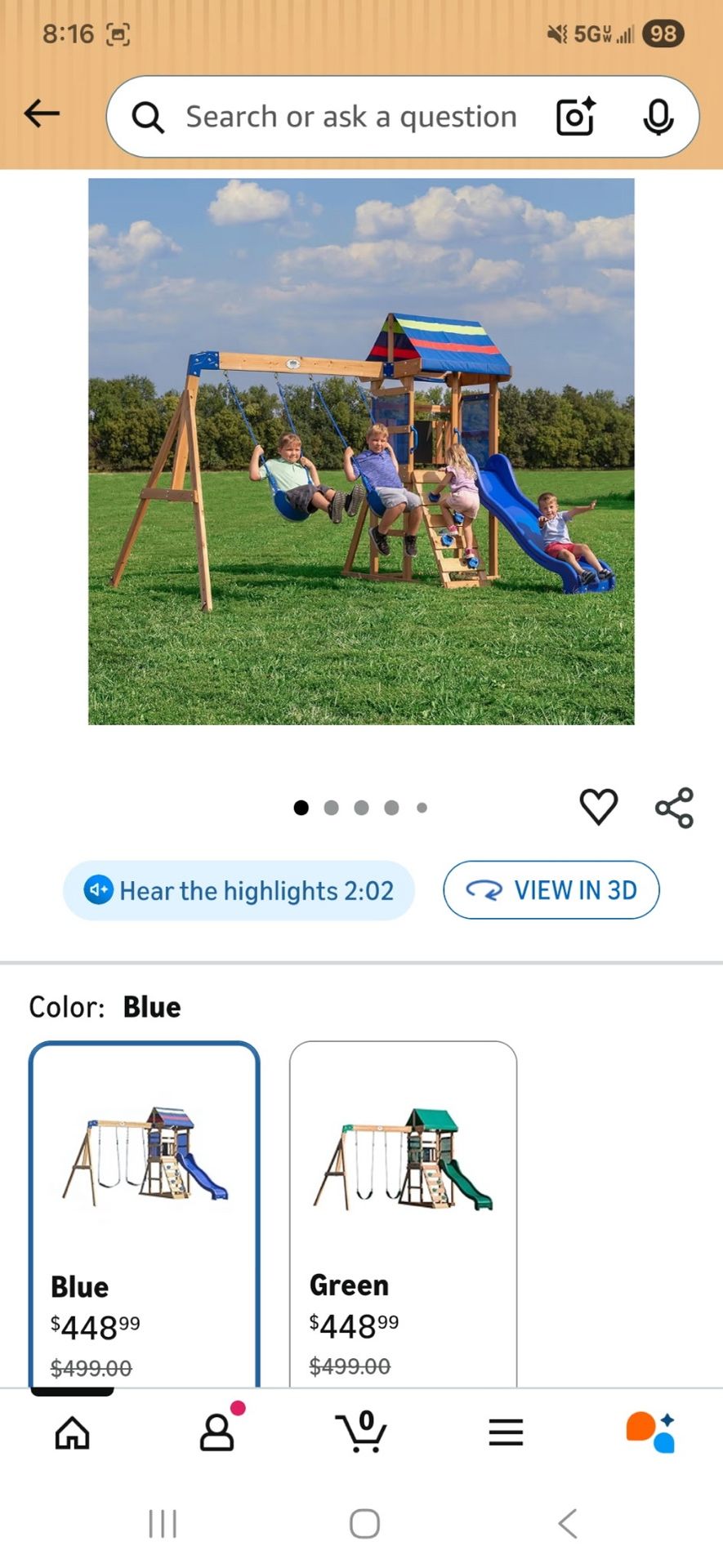 Backyard play set with swings