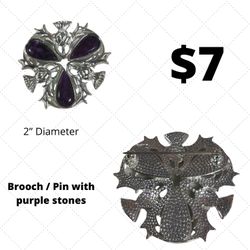 Brooch pin With purple Stones