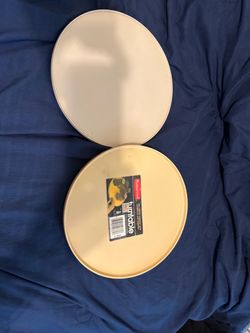 2 Vintage Rubbermaid 10.5" Lazy Susan Round Spice Rack Turntables ~ Almond Color