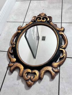 Vintage SOLID WOOD CARVED MIRROR 34”Hx23”L Mirror 19”