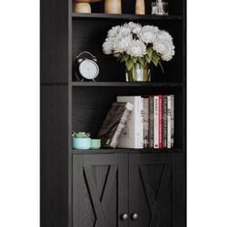 🥨IRONCK Industrial Bookshelves and Bookcases with Doors 11.8 in Depth Floor Standing 5 Shelf Display Storage Shelves Bookcase Home Decor Furniture