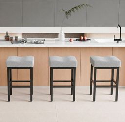 Set of 3, Boucle Counter Stools 27 Inches Seat Height Upholstered Barstools, Comfortable White bar stools with Metal Legs, for Bar, Kitchen Island, gr