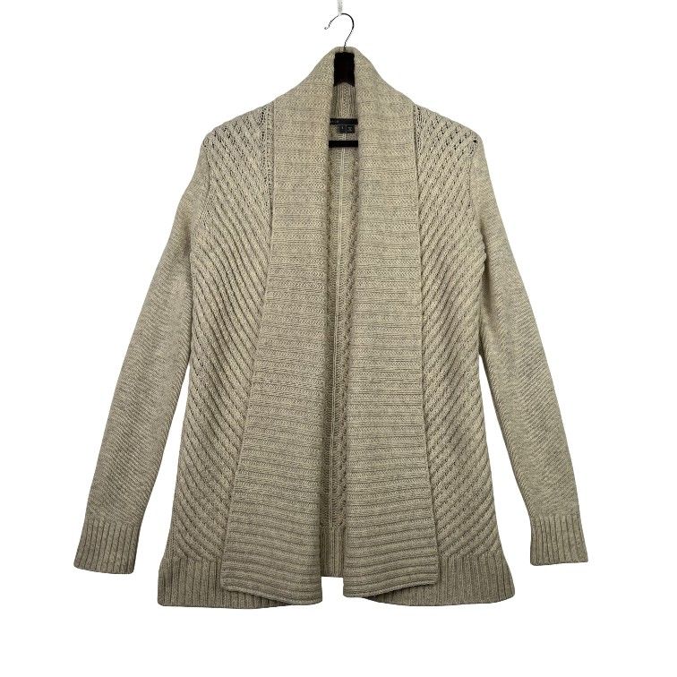 VINCE Textured Cardigan Sweater Ivory Gray Marled Knit SZ SMALL