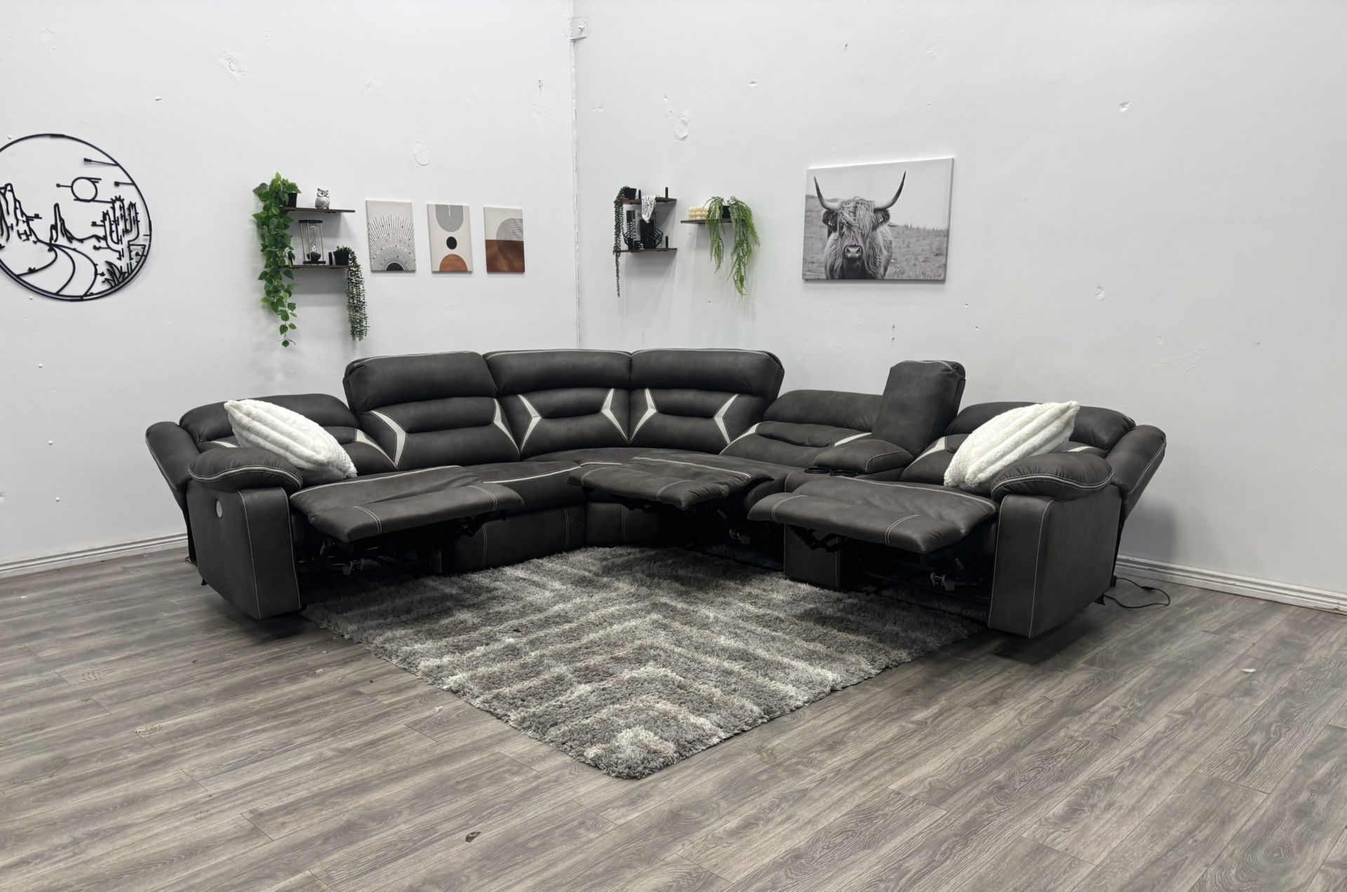 Brown Recliner Sectional Couch - Free Delivery