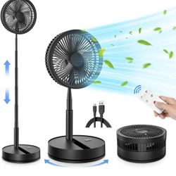 New open box LIPETY Portable Foldable Rechargeable Oscillating Fan - 9" 7200mah Battery Operated USB C Small Fan Remote, Quiet Table Desk Fan Folding 