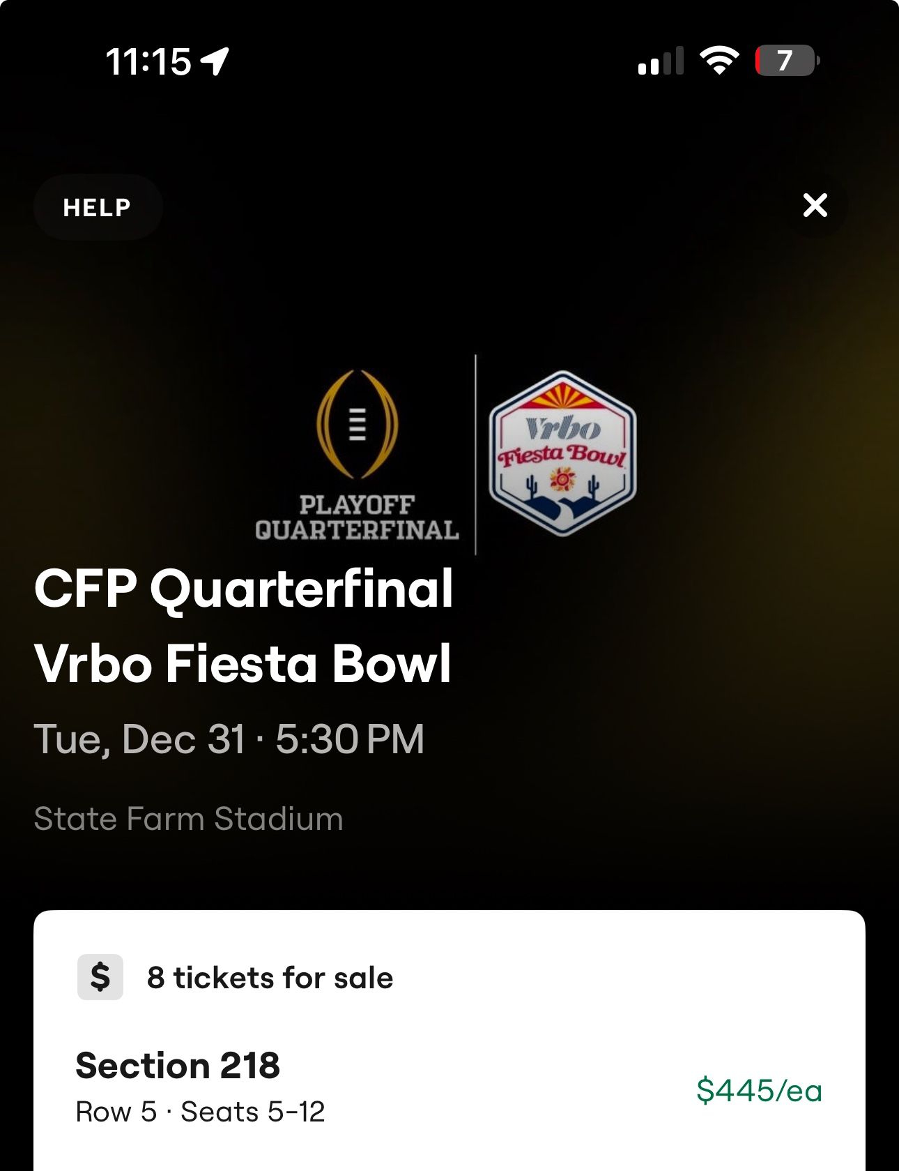 8 Fiesta bowl Club Level Seats - Way Below Face Value