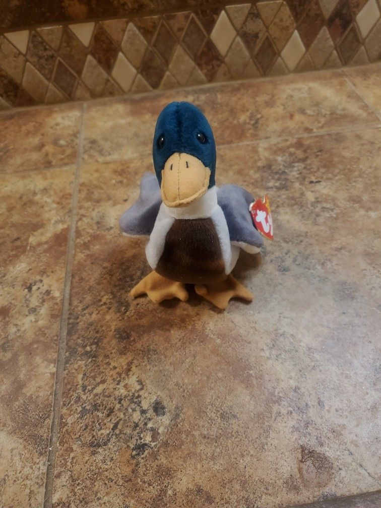 TY Beanie Baby "Jake" The Mallard Duck, 4199, Very Rare with Tag Errors and Red Stamp