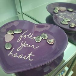 NEW Ceramic Heart Dish 6" with Charms