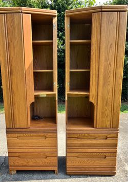 Vintage Palliser Solid Oak Storage Cabinets – Matching Pair