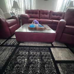 Red Leather Livingroom Set- Queen bed and Recliners