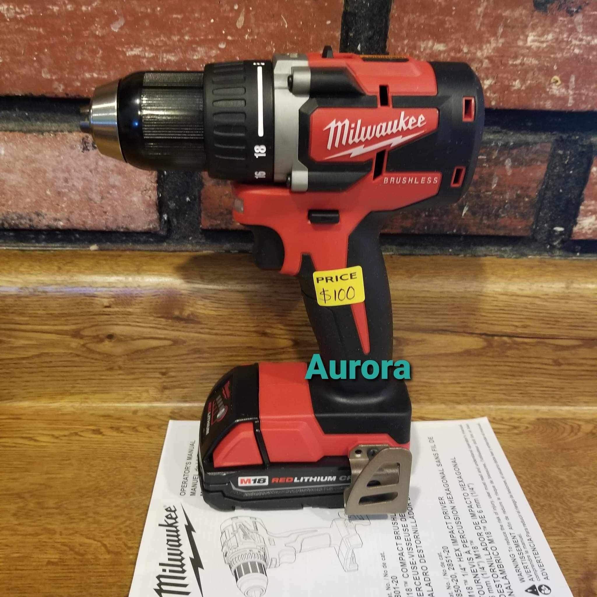 M18 Brushless Drill MILWAUKEE M18 BRUSHLESS DRILL AND BATTERY