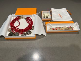 Multi-Strand Jewelry set with 24k Gold Plated Coin Accents