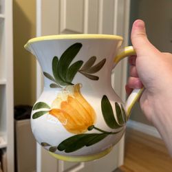 Ceramic Pitcher with Floral Design