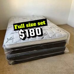 Full Size Pillow Top Mattress With Box Spring 