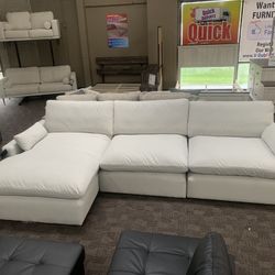 White Velvet Cloud Sectional 