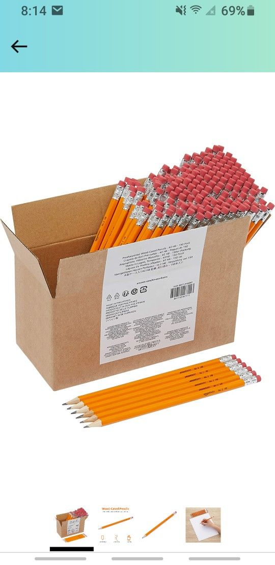 Woodcased #2 Pencils, Pre-sharpened, HB Lead - Box of 150, Bulk Box