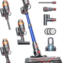 SMOTURE Vac01 Cordless Vacuum Cleaner, 600W with Extra Mattress Cleaning Tool, 45KPA Stick Vacuum Cleaners for Home 60 Mins Runtime, Self-Standing