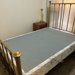 Vintage Brass Full Size Bed Frame, Mattress