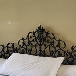 Vintage Forged steel King size headboard,  frame and mattress