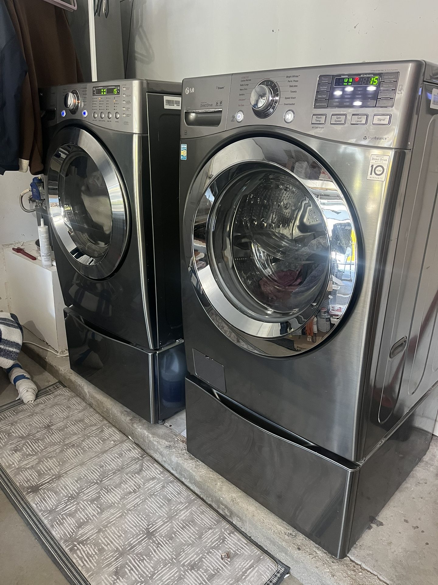 LG Washer And Dryer Set With Pedastals
