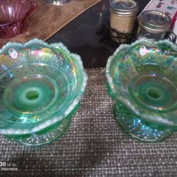 Fenton Glass Bowl Candle Holders 